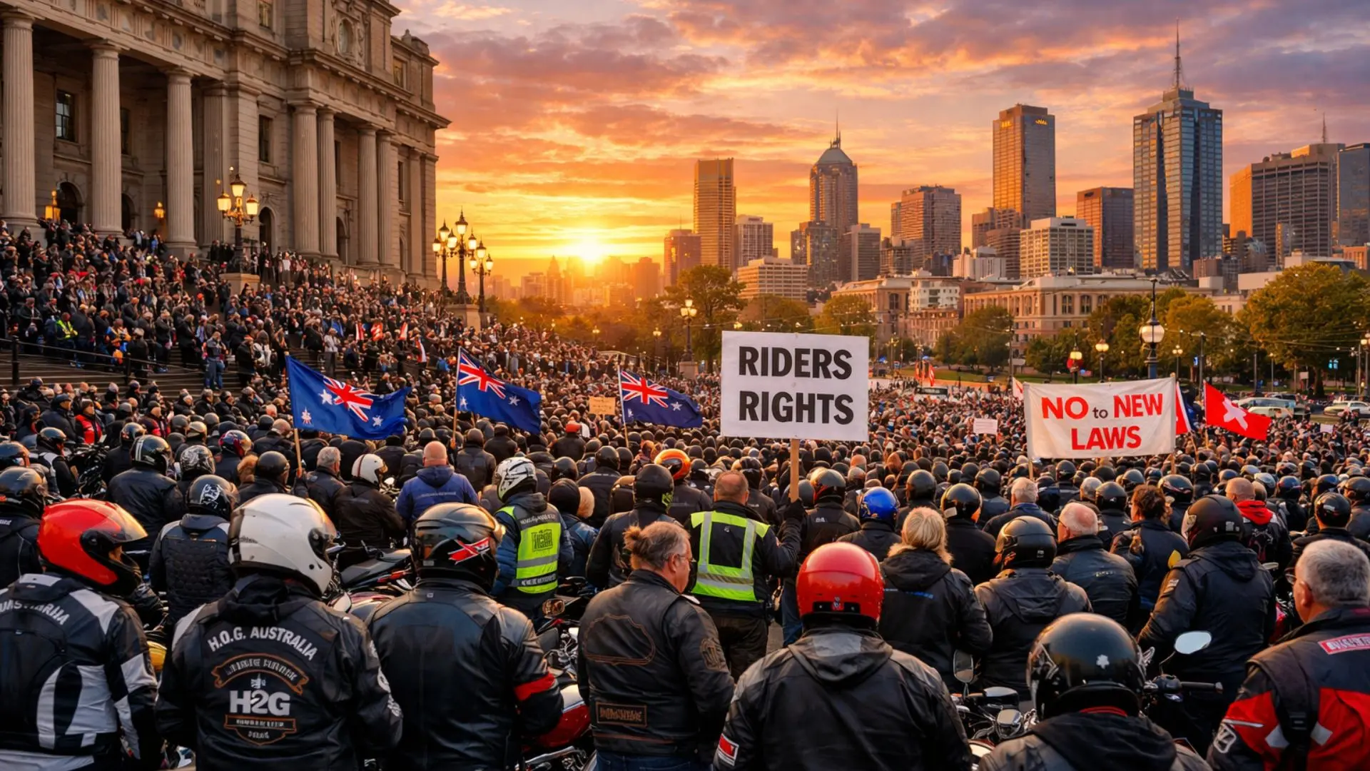 Hundreds of Motorcyclists Swarm