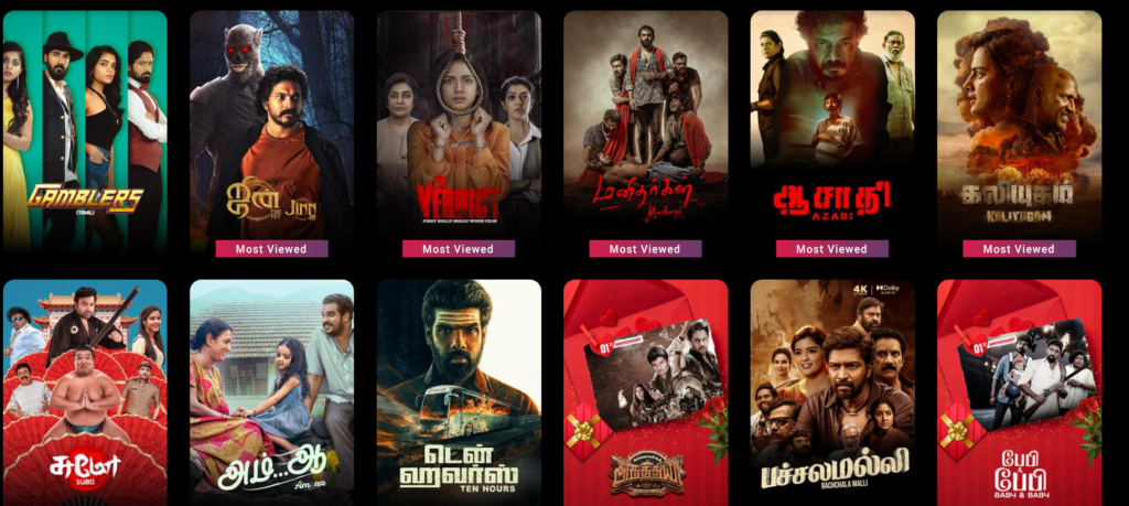 Tamil, Telugu, and Hindi movies